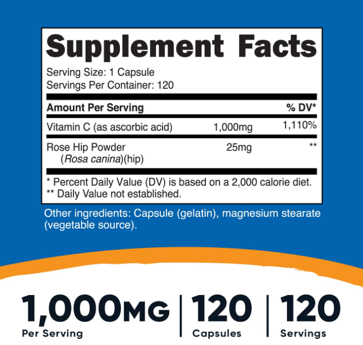 Vitamin C with Rose Hips - Kingpin Supplements